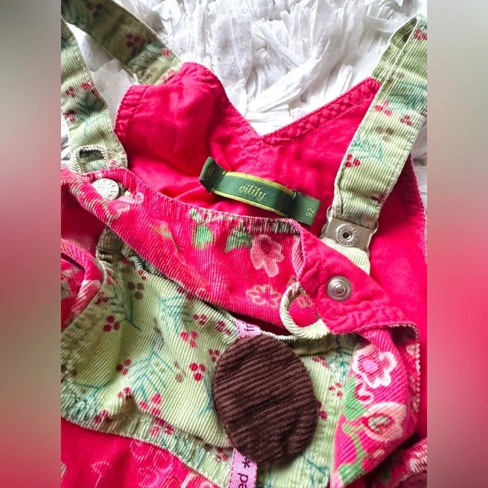 OILILY Corduroy floral patchwork toddler girls 2T dress vintage